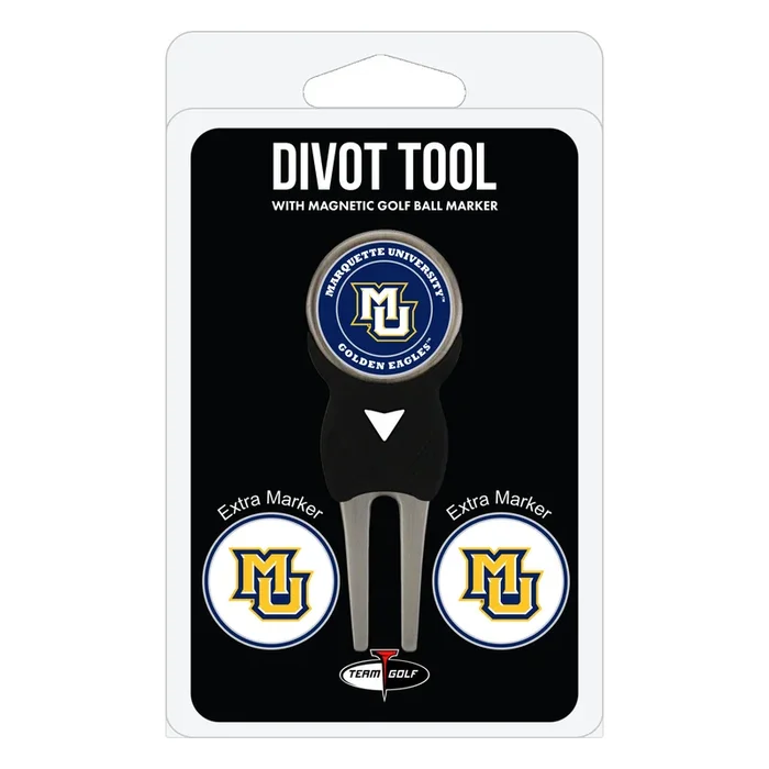 NCAA Personalized Divot Tool with 3 Double-Sided Golf Ball Marker (Marquette Golden Eagles)