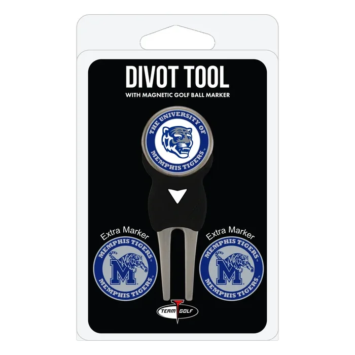 NCAA Personalized Divot Tool with 3 Double-Sided Golf Ball Marker (Memphis Tigers)