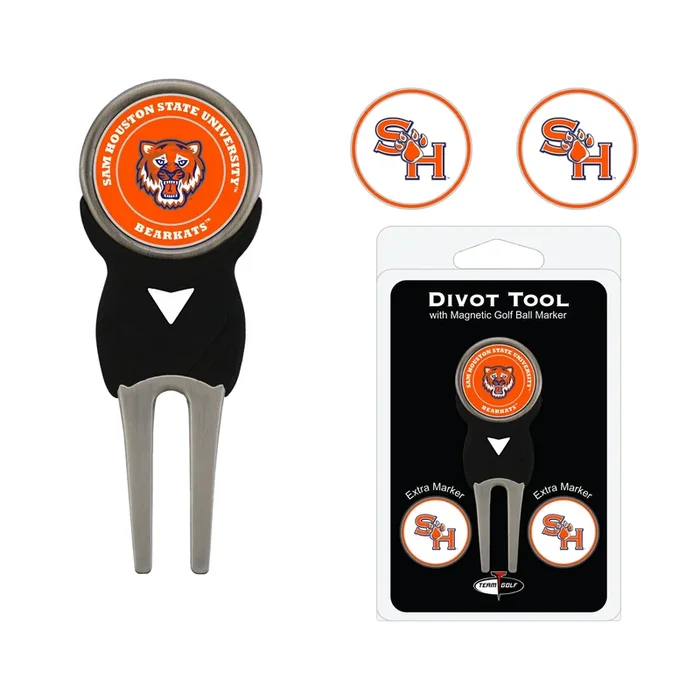 NCAA Personalized Golf Divot Tool with 3 Double-Sided Ball Marker (Sam Houston Bearkats)