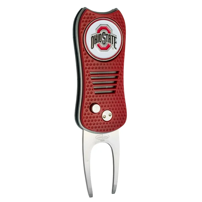 NCAA Professional Switchblade Divot Repair Tool with Double-Sided Ball Marker (Ohio State Buckeyes)