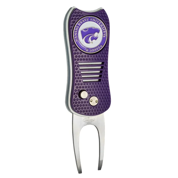 NCAA Switchblade Divot Repair Tool with Double-Sided Removable Magnetic Ball Marker (Kansas State Wildcats)