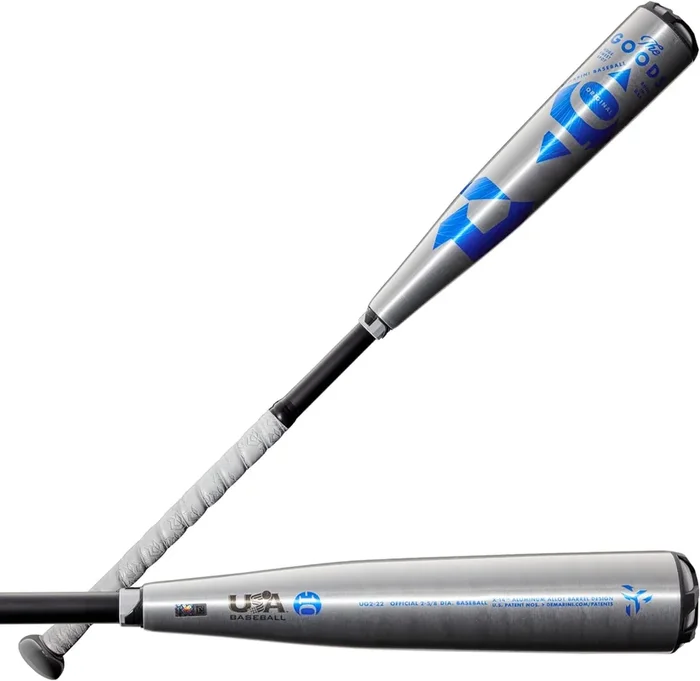 New 2022 DeMarini The Goods (-9) USA Baseball Bat Silver/Blue 2 5/8″