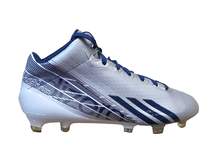 New Adidas Adizero 5 Star 2.0 Mid mens 11.5 Football Molded Cleats Plat/Nvy/Wht