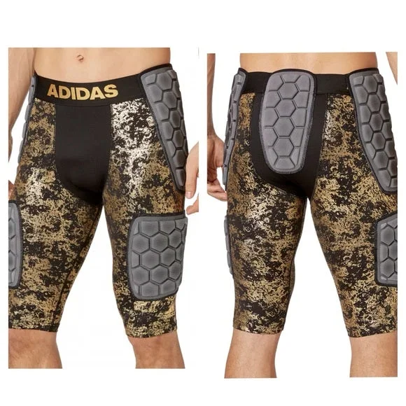 New Adidas Adult Techfit Gold Foil 5-Pad Football Girdle Large Black/Gold/Gray