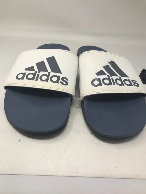 New adidas Men’s Adilette Comfort Slide Sandals Size 13 White/Gray