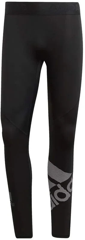 New Adidas Men’s Alphaskin Sport Badge Of Sport Long Tights Size Large Black