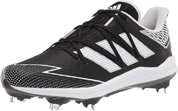 New Adidas Men’s Eg5633 Metal Baseball Cleat Blk/Wht/Slvr Size 9.5