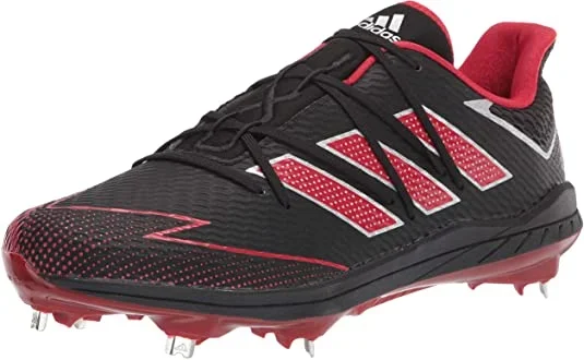 New Adidas Men’s Fv9395 Baseball Metal Cleats Black/Red Size 11