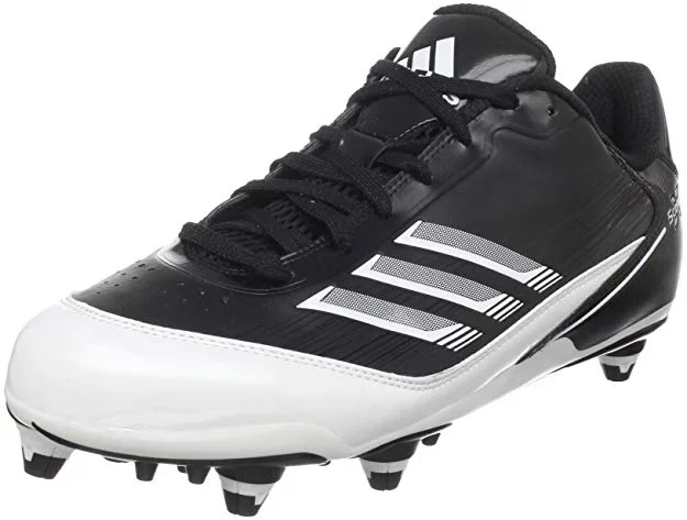 New Adidas Men’s Scorch X Low D Football Cleat Men 12 Black/White Molded Cleats