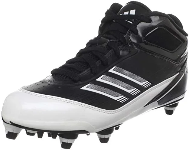 New Adidas Men’s Scorch X Mid D Football Cleat Men 12 Black/White Molded Cleats