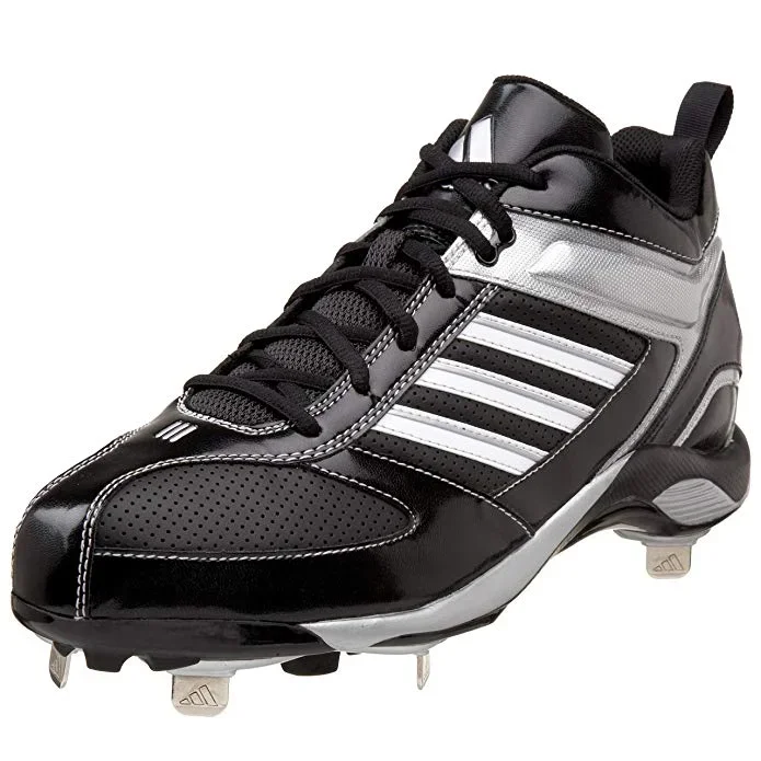 New Adidas Men’s Size 8 Diamond King Metal Mid Baseball Cleat Black/Silver