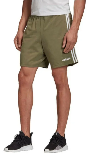 New Adidas Mens French Terry Shorts Green with White Stripes Size Large
