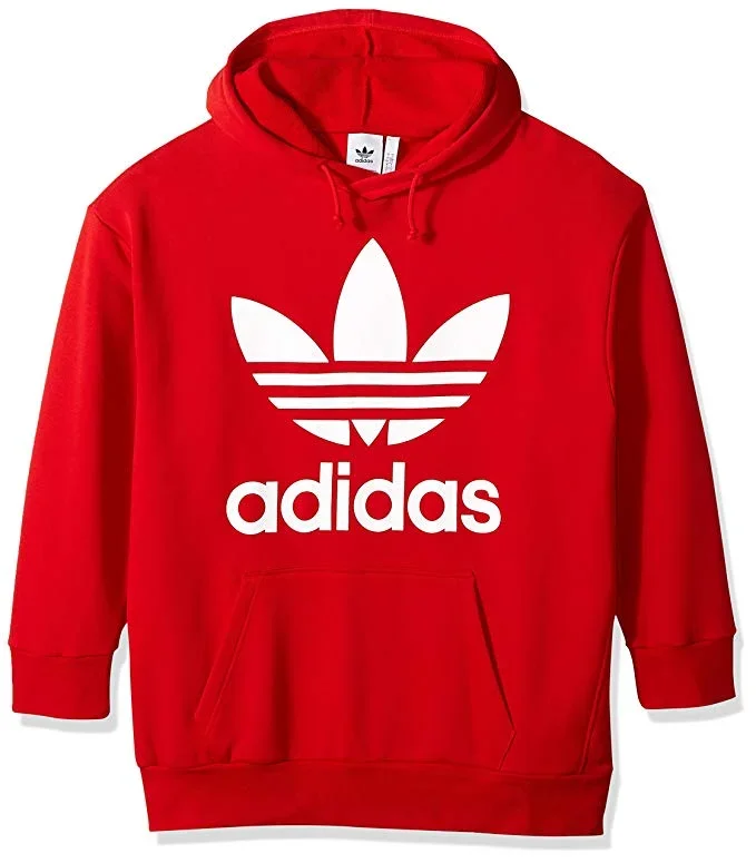 New Adidas Originals Men’s Trefoil Oversized Hoodie Red/White Large