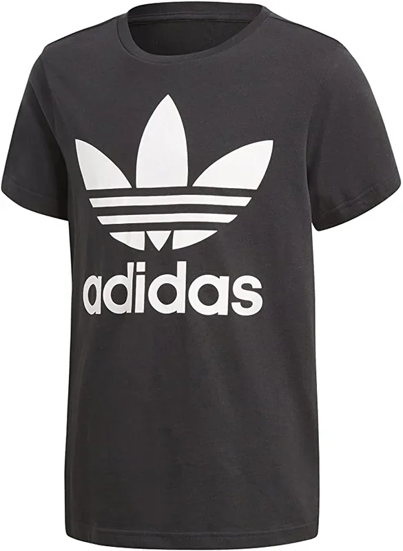 New adidas Originals unisex-child Trefoil Tee Shirt SS Large Black/White