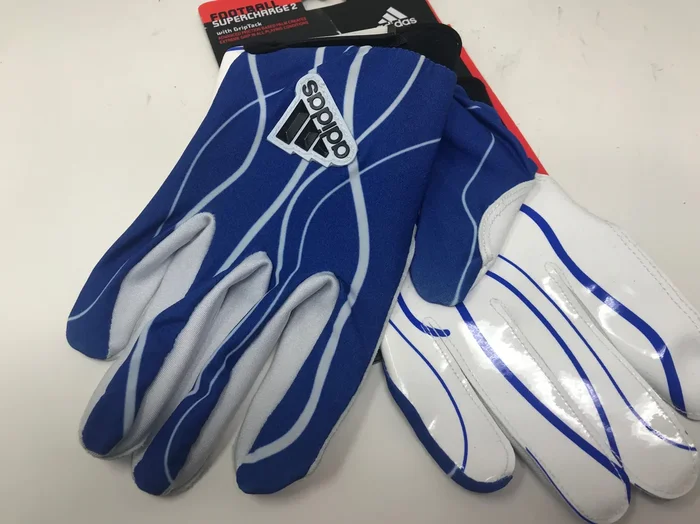 New adidas Supergharger 2 Football Receiver’s Gloves Royal/White Youth X-Large