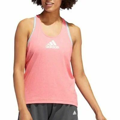 New Adidas Women’s 3-Stripe Back Training Tank Top Small Pink/White/Black