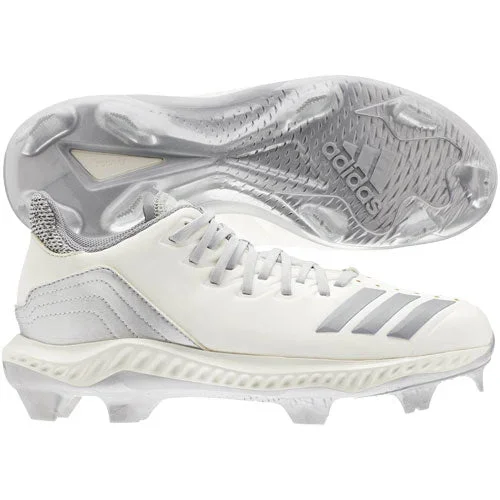 New Adidas Women’s Icon Bounce Size 9.5 Silver/White Softball Metal Cleats