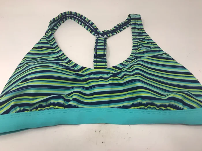 New adidas Women’s Pulse Stripe V-Back Bikini Top Blue Striped Medium
