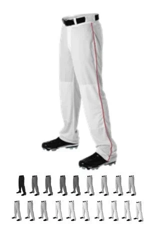 New Alleson Youth Relaxed Fit Open Bottom Baseball Pant W/ Braid Large White/Red
