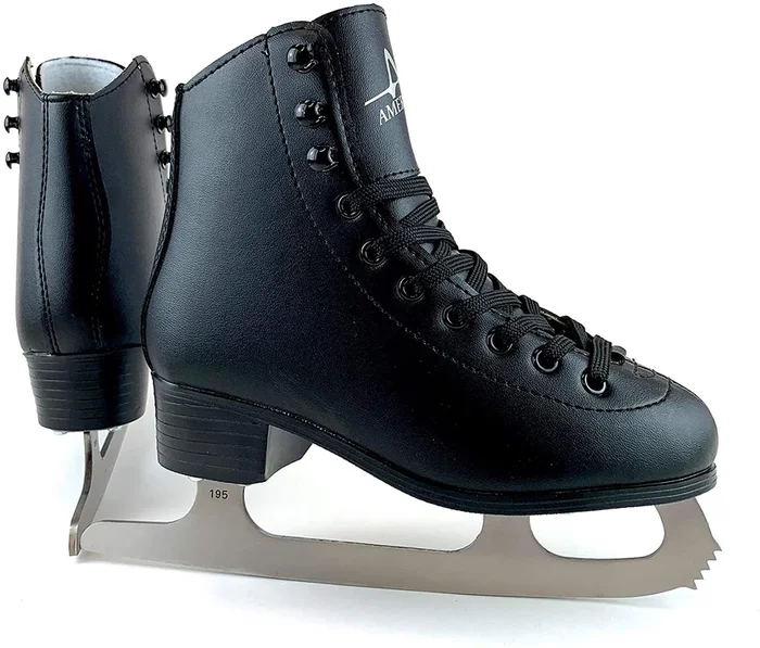 New American Athletic Shoe Boy’s Tricot Lined Figure Skates Size 8Y Black
