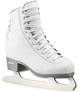 New American Athletic Shoe Girl’s American Leather Lined Figure Skates, White, 10Y
