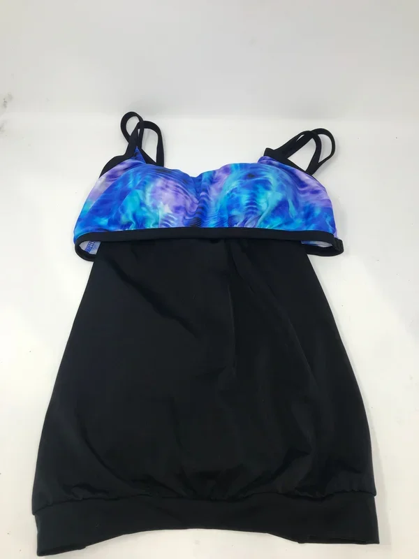 New Aqua Tech Tie Dye Women’s Solid Small Blouson Tankini Blue/Black