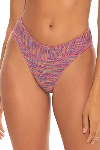 New Becca by Rebecca Virtue Mosaic Mia High Leg Scoop Bottoms Raspberry Medium
