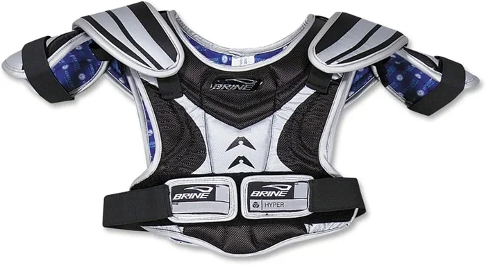 New Brine Hyper Lacrosse Shoulder Pads, Black/Silver, Small Youth Ages 5-9