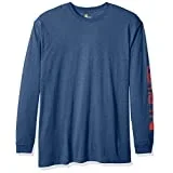 New Carhartt Men’s Big & Tall Signature Logo Long Sleeve T-Shirt Adult Navy 2XL