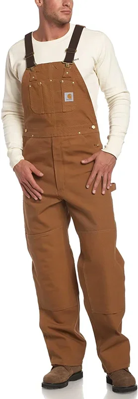 New Carhartt Men’s Big & Tall Washed Denim Bib Overall Size 38 X 32 Brown