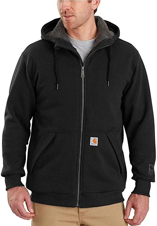 New Carhartt Men’s Rain Defender Black Large Sherpa Lined Hooded Sweatshirt