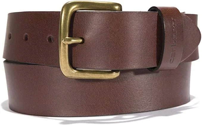 New Carhartt Men’s Signature Casual Belt Brown 34 Inch 100% Leather Imported