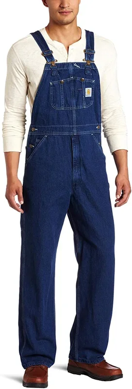 New Carhartt Men’s Washed Denim Bib Overalls, Darkstone 52W x 32L