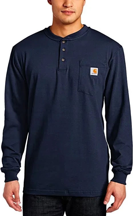 New Carhartt Men’s Workwear Pocket Henley Shirt Tall X-Large Navy