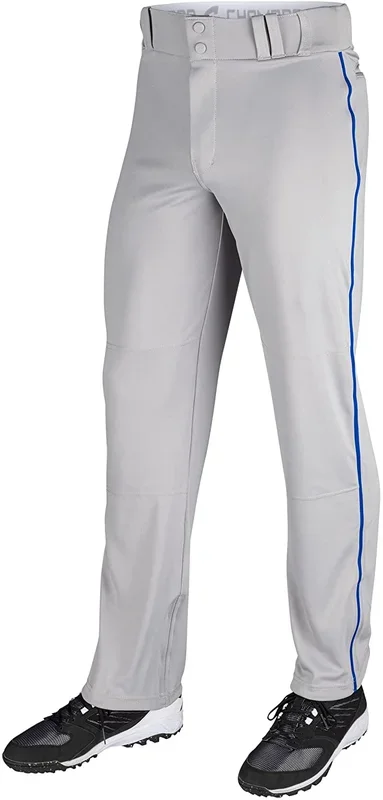New CHAMPRO Unisex Sports Youth Triple Crown Open Bottom Piped Pant Sm Gry/Ryl