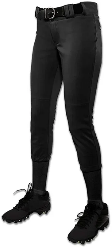 New CHAMPRO Women Tournament Traditional Low-Rise Polyester Softball Pant MD Blk
