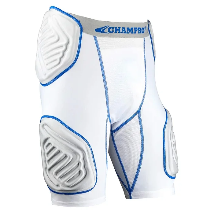 New CHAMPRO Youth Bull Rush 5-Pc Girdle Compression Medium White/Gray/Royal