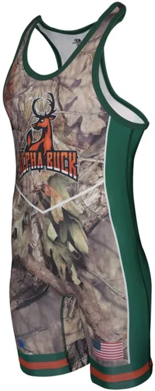 New Cliff Keen Metcalf Buck Sublimated Wrestling Singlet Green/Camo Size XL