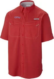 New Columbia Men’s Low Drag Offshore Short Sleeve Button Down Shirt Red Size XL