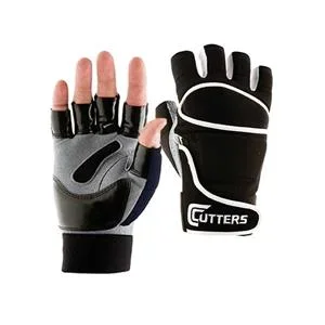 New Cutters Half-Finger Padded Lineman Black/White Adult Medium NFHS/NCAA