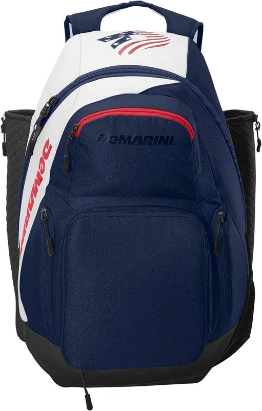 New DeMarini Voodoo Xl Backpack 2 Bats and 2 Fence Hooks Navy/Red/White