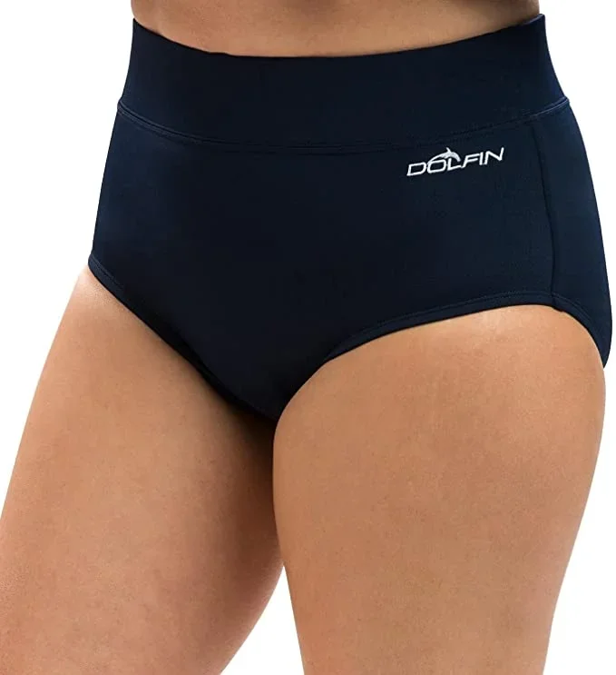 New Dolfin Women’s Aquashape Solid Conservative Brief Navy Size Large