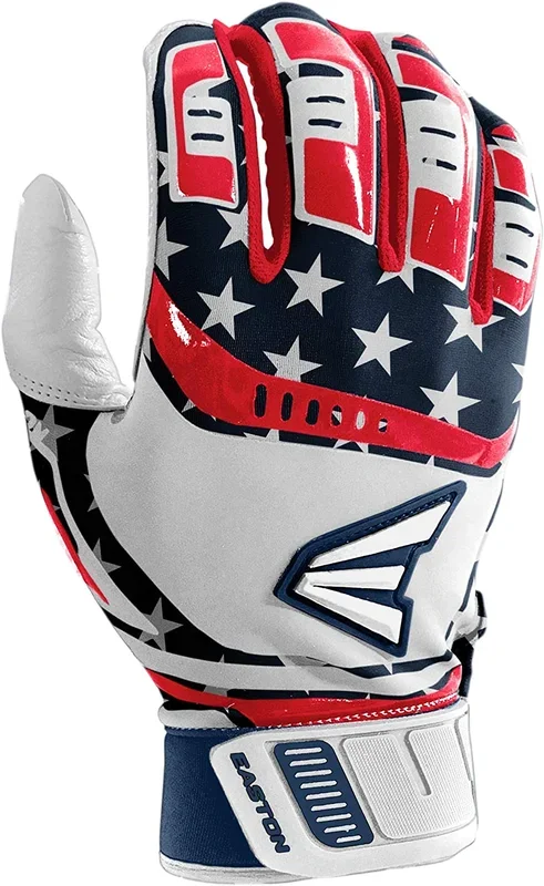 New Easton Youth Walk-Off Batting Gloves Small Red Stars and Stripes