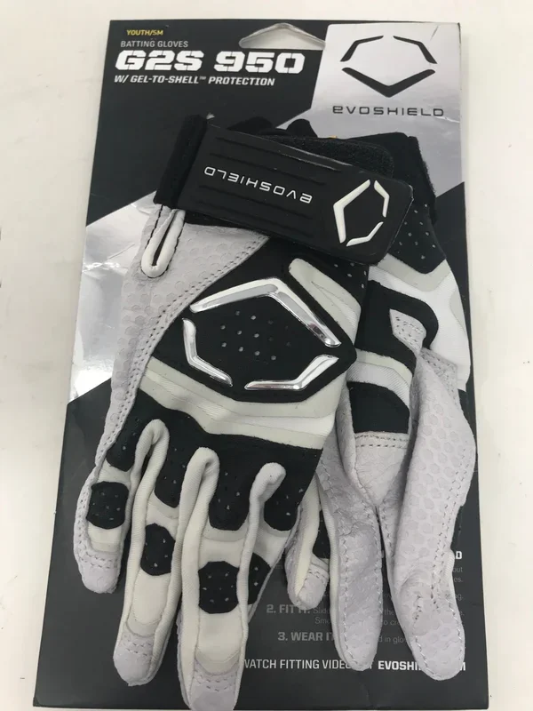 New Evoshield G2S 950 Small Blk/Gry Batting Gloves w/Gel to shell protection