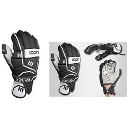 New Gait Icon Black/White Large Adult Lacrosse Gloves D43315
