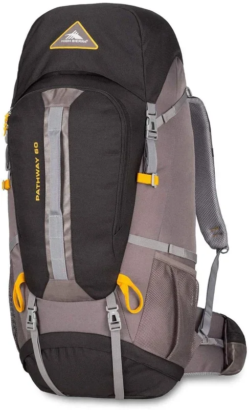 New High Sierra 60 Liter Pathway Internal Frame Hiking Pack Black/Yellow/Grey