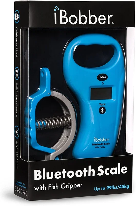 New iBobber Bluetooth Digital Fish Scale with Built-in Tape Measure Blue
