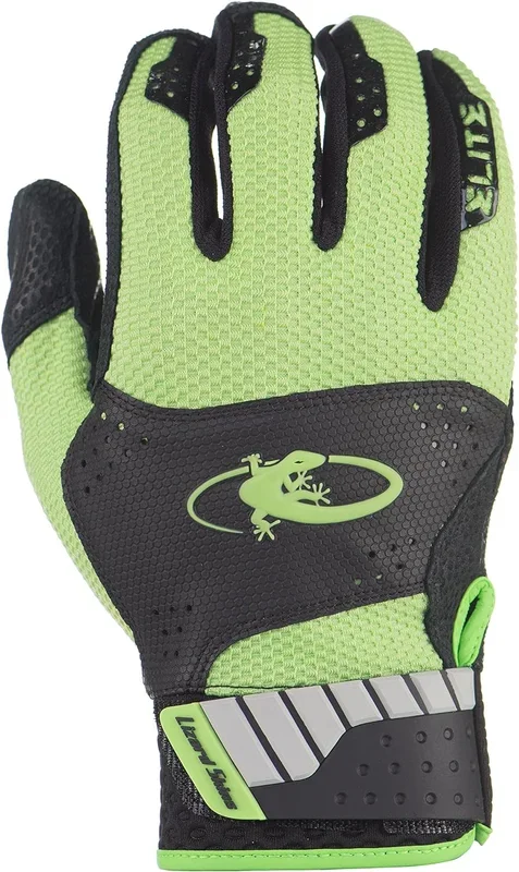 New Lizard Skins Komodo Elite Adult Batting Gloves (Jet Black/Lime, X-Large)