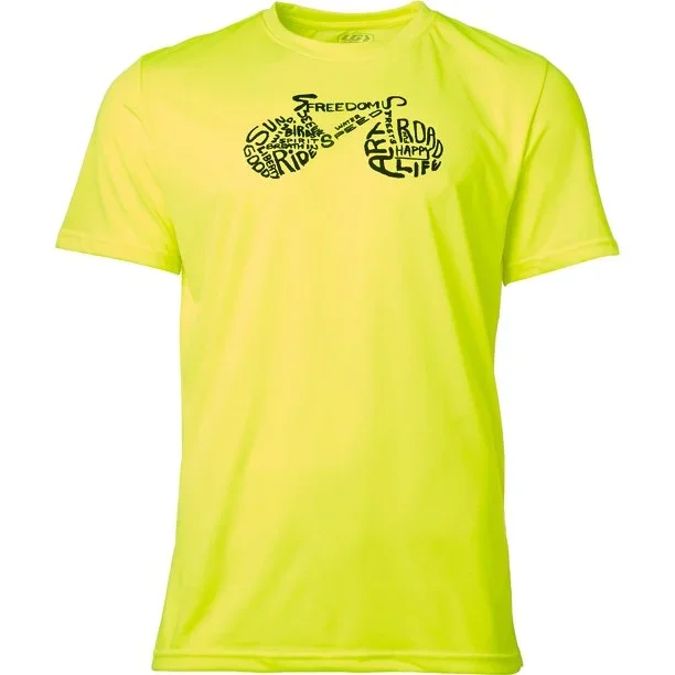New Louis Garneau Men’s Word Cycling T-Shirt Neon Yellow/Black Medium