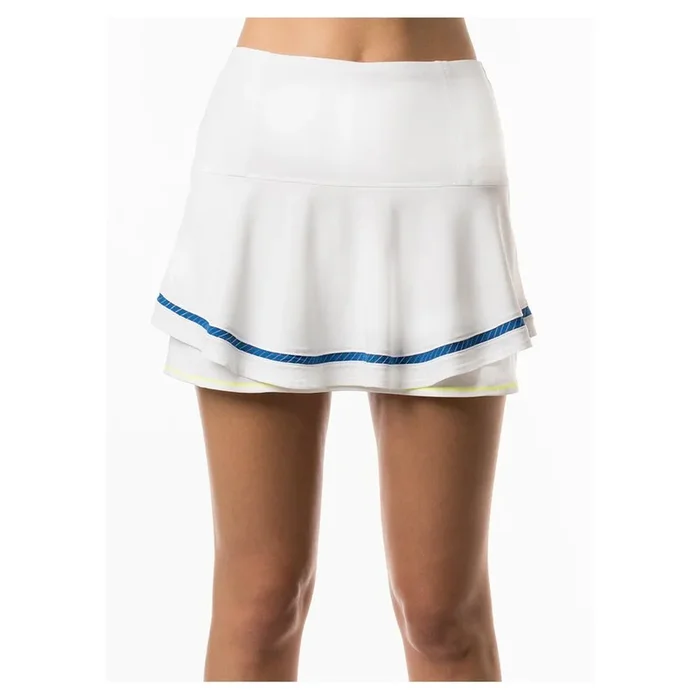 New Lucky In Love Women`s Multilayer Shadow Stripe Border Tennis Skirt White